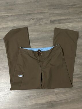 Women’s Mobb Brown Uniform Pants Scrub Pants With Side Pocket and Drawstring Tie